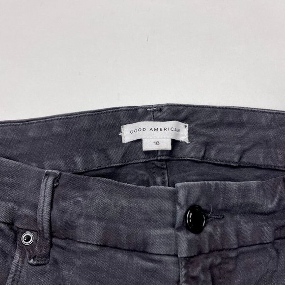 Good American Good Waist Crop Raw Edge Jeans Women 18 Stretch Cotton High Rise - Picture 11 of 14